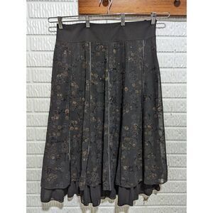 ModeLia Women's Brown Black Sequin Embellished Midi A-line Skirt Size XXL NWT